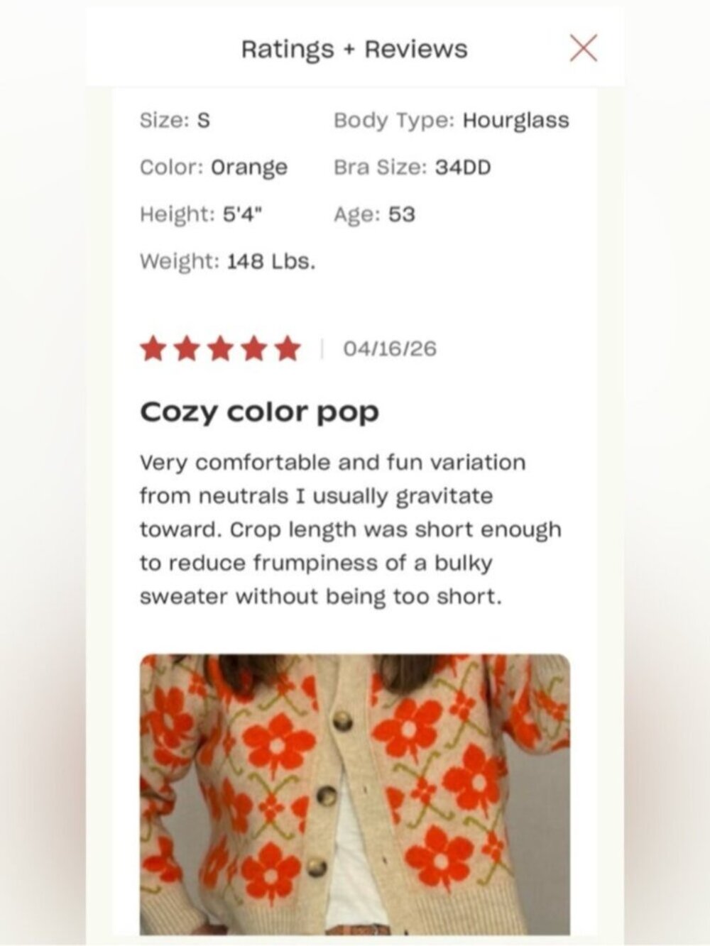 Anthropologie Cream Cardigan with Orange Floral Pattern - Picture 5 of 16
